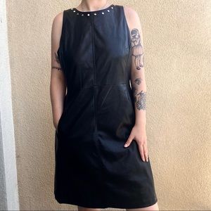 worthington black vegan leather sleeveless dress